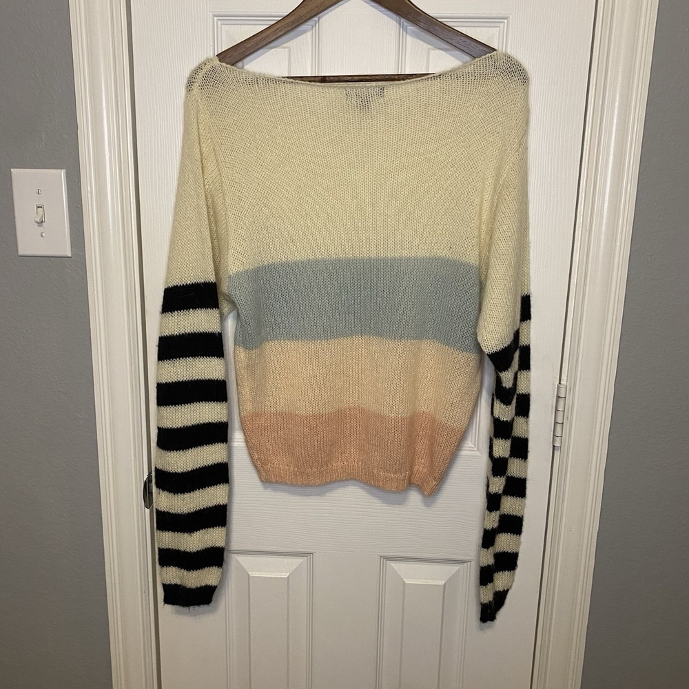 Dear‎ John Women's Small Pullover Sweater Scoop Neck Mohair Wool Blend Stripes - Picture 2 of 3